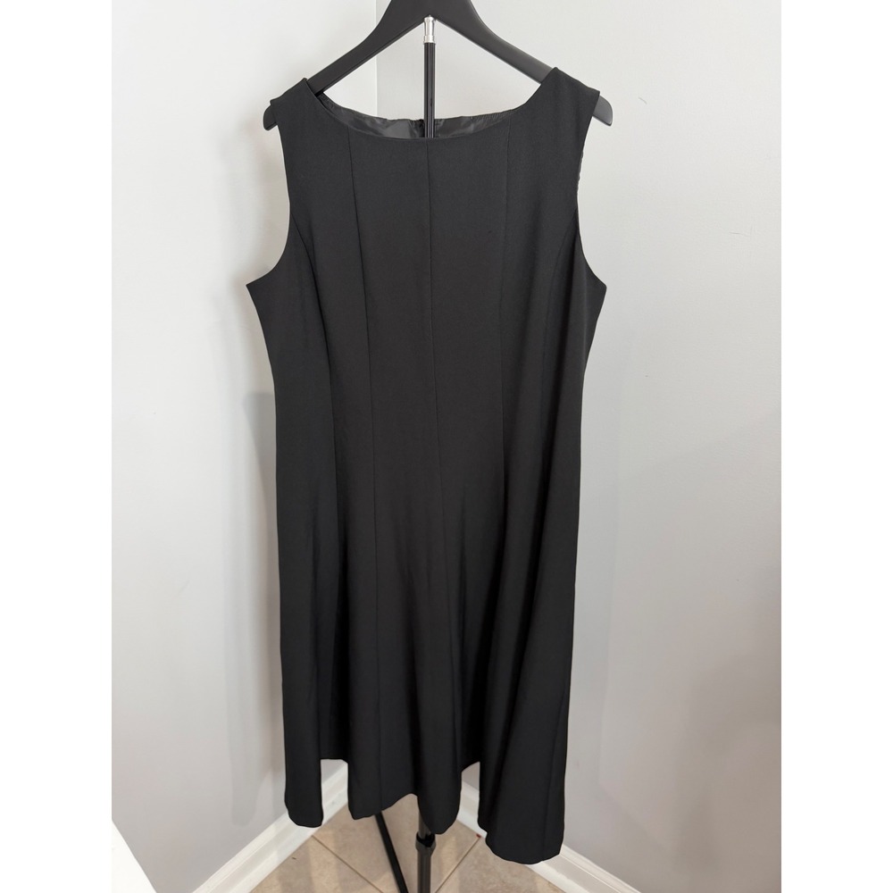 Evan-Picone Black Label Dress Womens 16 Black Sleeveless Fit Flare Classic Luxe